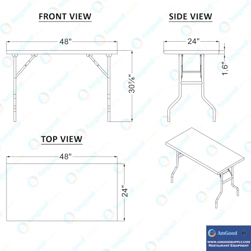 AmGood 24 in. x 48 in. Stainless Steel Open Base Folding Utility Table - size: 24" Deep x 48" Long, style: No Undershelf