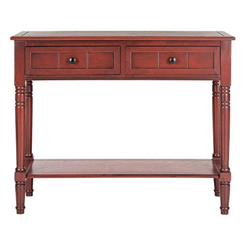 SAFAVIEH Furniture - Samantha 2-Drawer Console Table - Red - Solid Wood - Classic Storage Design - Ideal for Entryway, Living Room, Hallway, 35.8"W x 13.8"D x 29.5"H (AMH5710E) - color: Red
