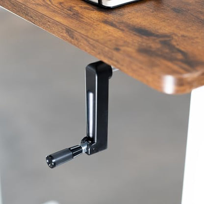 VIVO Compact Hand Crank Stand Up Desk Frame, White, DESK-M051MW | For 37 to 77 inch Table Tops, Height Adjustable, Ergonomic Standing Desk Legs, Foldable Handle - color: White