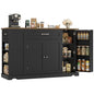 HOSTACK Kitchen Island Cart with Storage, 47'' Kitchen Storage Island on Wheels with 2 Drawers, Rolling Island Table with Adjustable Shelves, Mobile Buffet Sideboard Cabinet for Dining Room, Black - style: Black + Rustic Brown