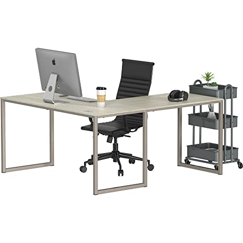 SHW Mission 55 x 60 L-Shape Home Office Computer Desk, Maple | Reversible Desktop Design - color: Maple, size: 55-Inch L-Shaped