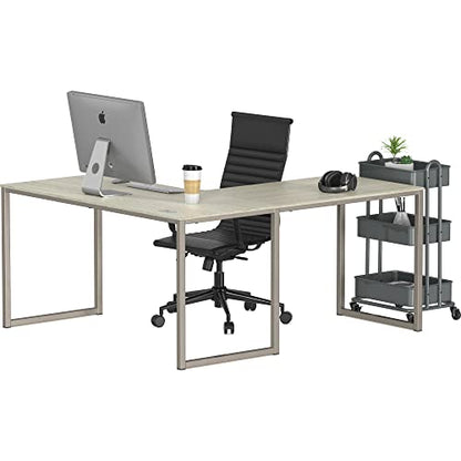 SHW Mission 55 x 60 L-Shape Home Office Computer Desk, Maple | Reversible Desktop Design - color: Maple, size: 55-Inch L-Shaped