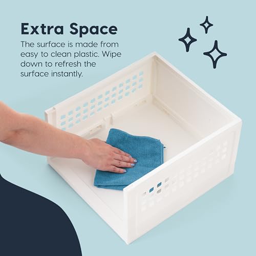 IRIS USA Modular Storage Organizer, 2 Pack, Made in USA, Foldable Stackable Storage Baskets with Stacking Pins, Tool-Free Collapsible Organization System for Closet, Bedroom, Laundry, Office, White - size: 21 Qt. - Collapsible Basket, style: 2 Pack