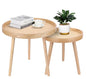 Round Coffee Table Set of 2, Natural Boho Coffee Tables, Small Mid Century Modern Rattan Coffee Table, Boho Side Table End Tables for Living Room Bedroom Office - color: Natural Walnut - Set