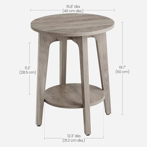 VASAGLE MAEZO Collection - Side Table, 2-Tier Small Round End Table, Nightstand with Tapered Legs, Curved Transitions, for Small Spaces, Living Room, Bedroom, Heather Greige ULET283T02 - color: Heather Greige, size: 1 pack