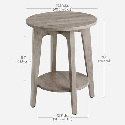 VASAGLE MAEZO Collection - Side Table, 2-Tier Small Round End Table, Nightstand with Tapered Legs, Curved Transitions, for Small Spaces, Living Room, Bedroom, Heather Greige ULET283T02 - color: Heather Greige, size: 1 pack
