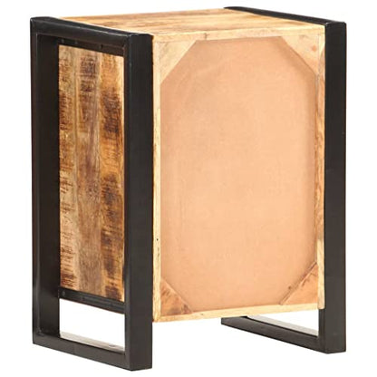 Nightstand Solid Mango Wood Bedside Cabinet with Metal Frame 13.8"x15.7"x21.7" Industrial End Table Storage Shelf for Bedroom, Living Room, Dorm