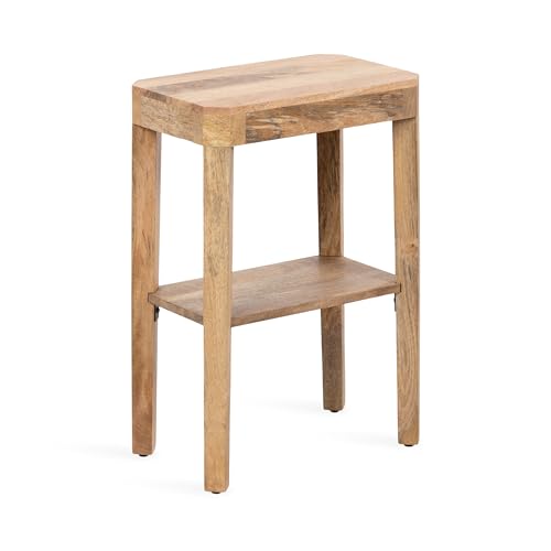 Kate and Laurel Talcott Modern Narrow Rectangle Wood Side Table, 16 x 10 x 25, Natural Wood, Transitional Decorative Slim Two-Tier End Table for Use as a Bedroom Nightstand or Living Room Accent - color: Natural, size: 16x10x25