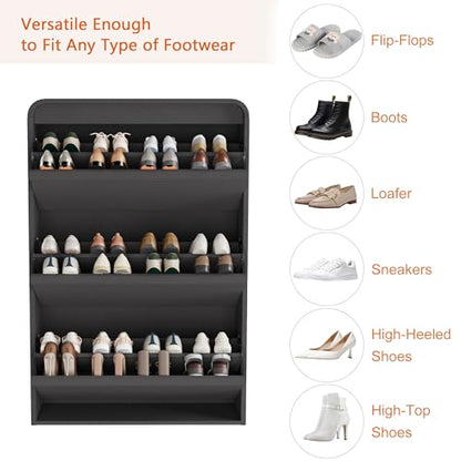 Garvee Shoe Cabinet with 3 Flip Drawers, Modern Narrow Shoe Storage Cabinet Organizer with Adjustable Shelf, 46" Tall Hidden Freestanding Shoe Rack Cabinet for Entryway, Hallway, Rustic Black - color: Rustic Black