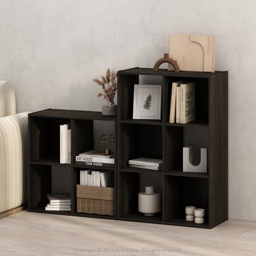 Furinno PELLI Book Shelf, 4-Cube Bookshelf, Cube Storage Organizer Bookcase, 11.7 x 23.7 x 23.8, for Living Room, Bedroom, Home Office, Espresso - color: Espresso, size: 4-Cube