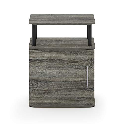 Furinno JAYA Utility Design End Table, French Oak Grey - color: French Oak/Black, size: 1-Pack