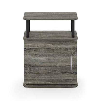 Furinno JAYA Utility Design End Table, French Oak Grey - color: French Oak/Black, size: 1-Pack