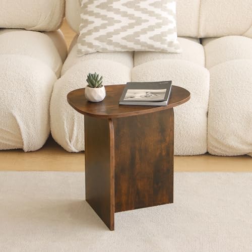 AWASEN Side Table, Small Triangle End Table Living Room, Rustic Brown | Modern Accent Table with Unique Tabletop, Mini Bedside Table for Small Spaces - color: Rustic Brown