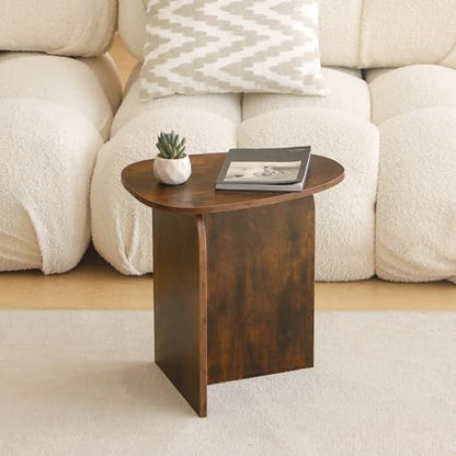 AWASEN Side Table, Small Triangle End Table Living Room, Rustic Brown | Modern Accent Table with Unique Tabletop, Mini Bedside Table for Small Spaces - color: Rustic Brown
