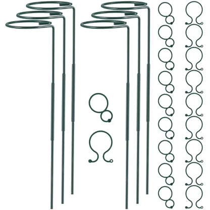 Plant Stake Support - 6 Pack Adjustable Height 16" or 30", Garden Support Stake Plant Cage Support Rings, Single Stem Plant Support Stakes, for Flowers Amaryllis Tomatoes Peony Lily Rose (30inch) - size: 30inch