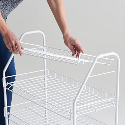 Rubbermaid 4-Tier Wire Shoe Rack, White, Simple Assemble, Storage Shelf for Organization in Bedroom/Closet - style: Shoe Shelf