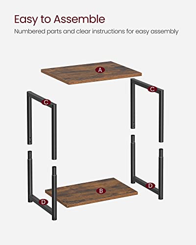 VASAGLE Side Tables Set of 2, Small End Table, Nightstand for Living Room, Bedroom, Office, Bathroom, Rustic Brown and Black ULET272B01 - color: Rustic Brown + Black