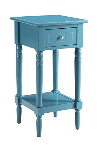 Convenience Concepts French Country Khloe 1 Drawer Accent End Table 14" - Traditional Farmhouse Side Table with Storage Drawer and Shelf for Living Room, Blue - color: Blue