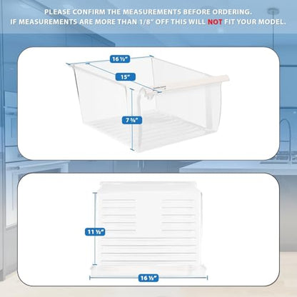 Lifetime Appliance Parts 2188656 Crisper Bin (Upper) Compatible with Whirlpool Refrigerator | Fridge Drawers | Kenmore Refrigerator Parts | Whirlpool Shelf Replacement - WP2188656