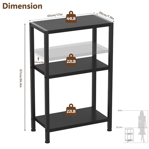 Heybly Small Narrow Side Table for Small Space, Thin Bedside TableHET006BK1 | Thin Bedside Table, Slim Sofa Table, 26.4" Tall Nightstand, Couch Table for Living Room, Bedroom, Balcony, Black - color: Black-adjustable Height