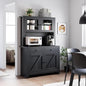 GarveeHome Kitchen Pantry Cabinet with Microwave Stand, Freestanding Hutch Cabinet with Buffet Cupboard, Tall Kitchen Cabinets with Adjustable Shelves for Dining Room, Black