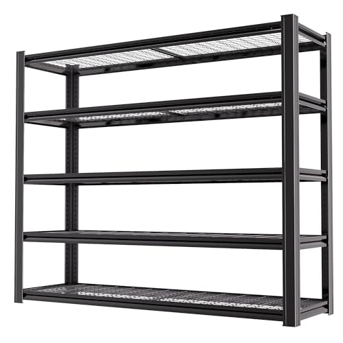 62" W x 24" D x 72" H Garage Shelving Heavy Duty Metal Shelving 5000LBS Storage Shelves Adjustable Metal Shelves for Storage Industrial Garage Shelves for Warehouse Basement (5T 72*62*24) - size: 5T 62" W x 24" D x 72" H