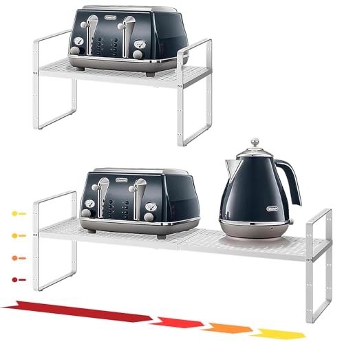 Hole Pattern Expandable Shelf Organizer,1Pack 8.1" Wide Easy to Assemble Cabinet Organizer Shelf, 16.5~27.1" Adjustable Height&Stackable Spice Organization for Cupboard, White - color: White, size: 1Pack-8''W-Hole Pattern