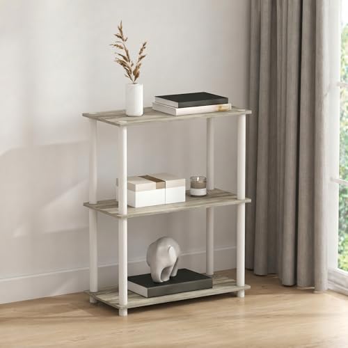 Furinno Turn-N-Tube Storage Shelves, 3-Tier Book Shelf, Corner Shelf, Toolless Open Shelves, for Organization and Storage, Living Room, Bedroom, Entryway, Laundry, Light Oak - color: Light Oak/White, size: 3-Tier