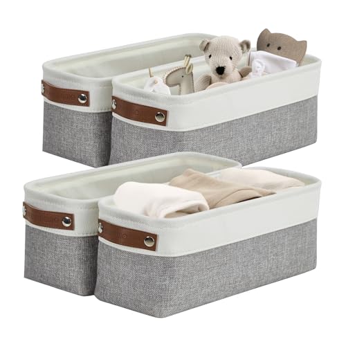 DECOMOMO Narrow Storage Bins Small Baskets for Organizing Bathroom, Toilet Tank, Towel Storage, Entryway, Gifts (Grey and White - Set of 4) - color: Grey and White, size: Narrow/4P