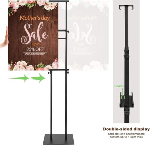 Black Pedestal Poster Sign Stand for Display, Adjustable Height Up to 80 Inchs, Heavy Duty Banner Double Sided Sign Holder for Board & Foam (2pk) - style: 2