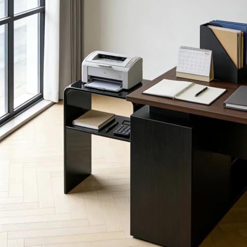 Acrylic 2-Tier End Table – 23.6”H Modern Nightstand with Shelf, Sturdy Bedside Storage for Bedroom, Living Room, Home Office, No Assembly Required (Black) - size: Black