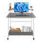 3 Tiers Rolling Computer Desk, 31.5 Inch Home Office Desk with 4 Wheels & 4 Foot Pads, Mobile Small Computer Desk, Student Study Table for Small Space Bedroom (White+Grey) - color: White+grey