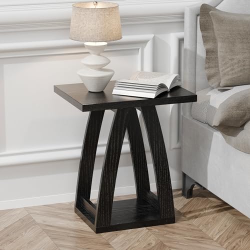FROMJBEST End Tables Living Room, Side Table, Black End Table Set of 2 | Couch Side Table with Shelf, Modern End Table for Living Room, Bedroom, Nightstands Set of 2 - color: Black, size: 2
