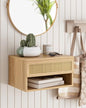 Floating Nightstand, Small Modern Floating Nightstand with Drawer, Floating Shelves for Bedroom, Bathroom (Oak Rattan) - color: Oak Rattan