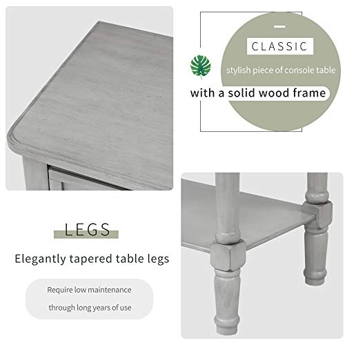 RuiSiSi Narrow Entryway Table with Three Storage Drawers, Small Console Table with Bottom Shelf for Entryway Foyer, Gray Wash