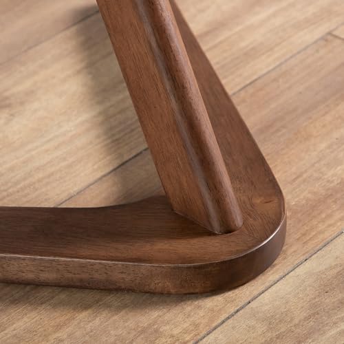 Furniture of America Lucian Mid-Century Modern Solid Wood Brown Round Side Table with V-Shape Base, Minimalistic Bedside Table for Living Room, Office, Home, Walnut
