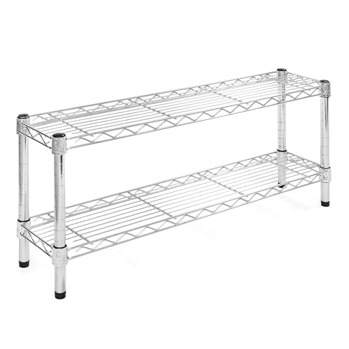 Shelving Inc. 8" d x 36" w Chrome Wire Shelving with 2 Tier Shelves, Weight Capacity 800lbs Per Shelf - size: 8" d x 36" w x 14" h