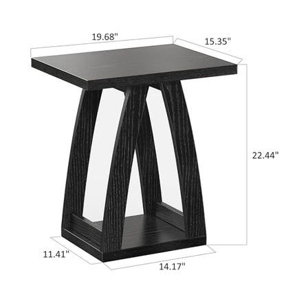 FROMJBEST End Tables Living Room, Side Table, Black End Table Set of 2 | Couch Side Table with Shelf, Modern End Table for Living Room, Bedroom, Nightstands Set of 2 - color: Black, size: 2