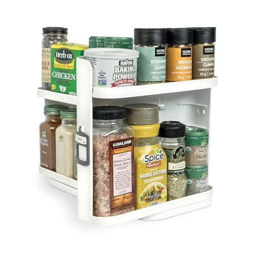 Spice Rack Organizer for Cabinet, 4 Adjustable Shelves | 4 Snap-In Adjustable Shelves, 8.9"H x 6.1"W x 10.8"D, Magnetic Modular Connect, Pivot-Up Shelves, Small Things Tray, No Tools