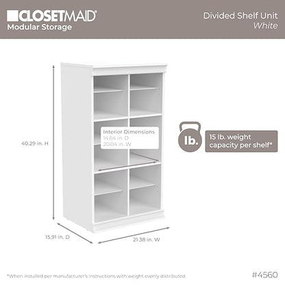 ClosetMaid Modular Storage Shelf Unit with 12 Adjustable Shelves & Dividers, White - color: White