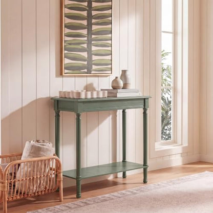 SAFAVIEH Furniture - Tinsley Rectangle Console Table - Dusty Green - Solid Wood - Farmhouse Turned-Leg Design - Ideal for Entryway, Living Room, Hallway, 28" W x 11.75" D x 28" H (CNS5724G) - color: Dusty Green