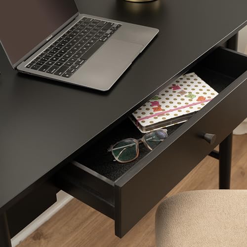 Linon Melissa Black Wooden One Drawer Writing Desk - color: Black