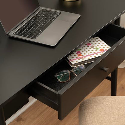 Linon Melissa Black Wooden One Drawer Writing Desk - color: Black