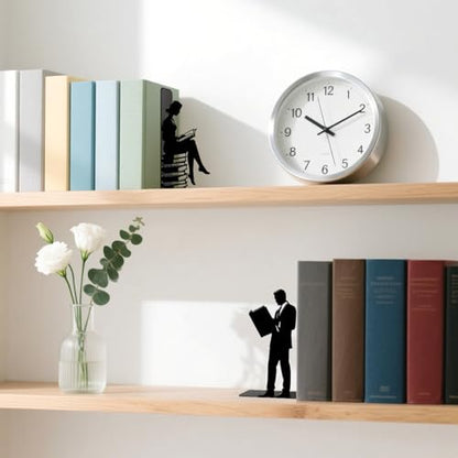 Metal Bookends Lovers Reading Book Ends for Shelves | Couple Bookends Decorative Unique Desk Bookend Black Book Stopper for Home Reading Bookshelf Decor Book Lovers Gift - style: Lovers Reading