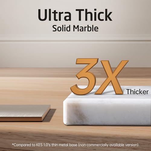KES Width Adjustable Free Standing Towel Rack with 3X Thicker Weighted Natural Marble Base, 2-Tier Wooden Towel Rack Stand for Bathroom Floor, 18/8 Stainless Steel, Brushed Finish, BTH800-2 - color: White Marble
