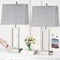 Rinweey 23.5" Touch Control Table Lamps Set of 2, Modern Silver Bedside Lamps with USB A+C Ports & AC Outlet, 3 Way Dimmable Contemporary Nightstand Lamps for Bedroom Living Room(2 LED Bulb Included) - color: Silver