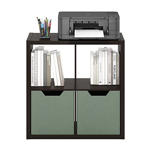 Furinno Cubicle Book Shelf, 4-Cube Bookshelf, Extra Thick Frame Reversible Bookcase with Open Back, 14.6 x 30 x 30, for Living Room, Bedroom, Home Office, Black Oak - color: Black Oak, size: 4-Cube