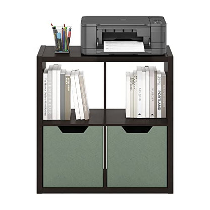 Furinno Cubicle Book Shelf, 4-Cube Bookshelf, Extra Thick Frame Reversible Bookcase with Open Back, 14.6 x 30 x 30, for Living Room, Bedroom, Home Office, Black Oak - color: Black Oak, size: 4-Cube