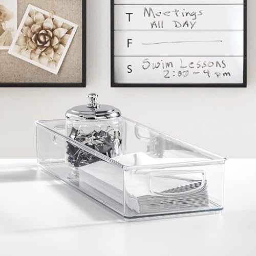 iDesign Slim Extra Long Clear Storage Bin | Narrow, Stackable, Kitchen or Pantry Organizer - size: 16 x 6 x 3, style: Pack of 1