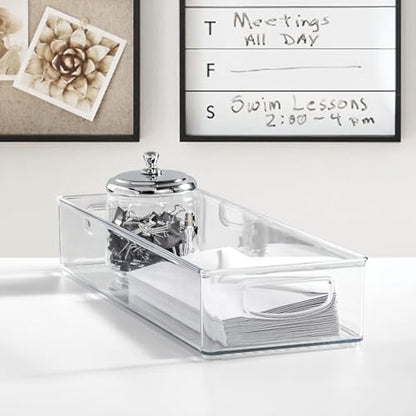 iDesign Slim Extra Long Clear Storage Bin | Narrow, Stackable, Kitchen or Pantry Organizer - size: 16 x 6 x 3, style: Pack of 1